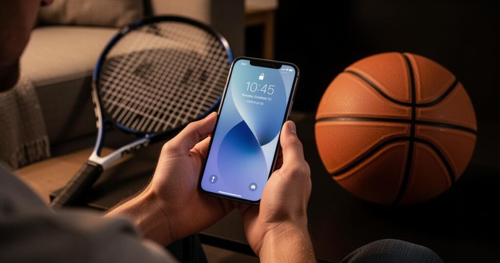 ballon basket et smartphone